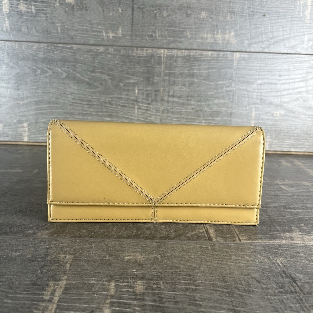 Mustard Yellow Envelope Wallet Clutch Slim Snap Zip Card Holder Chic